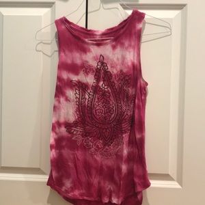 A Lucky Brand pink tie-dye tank top.